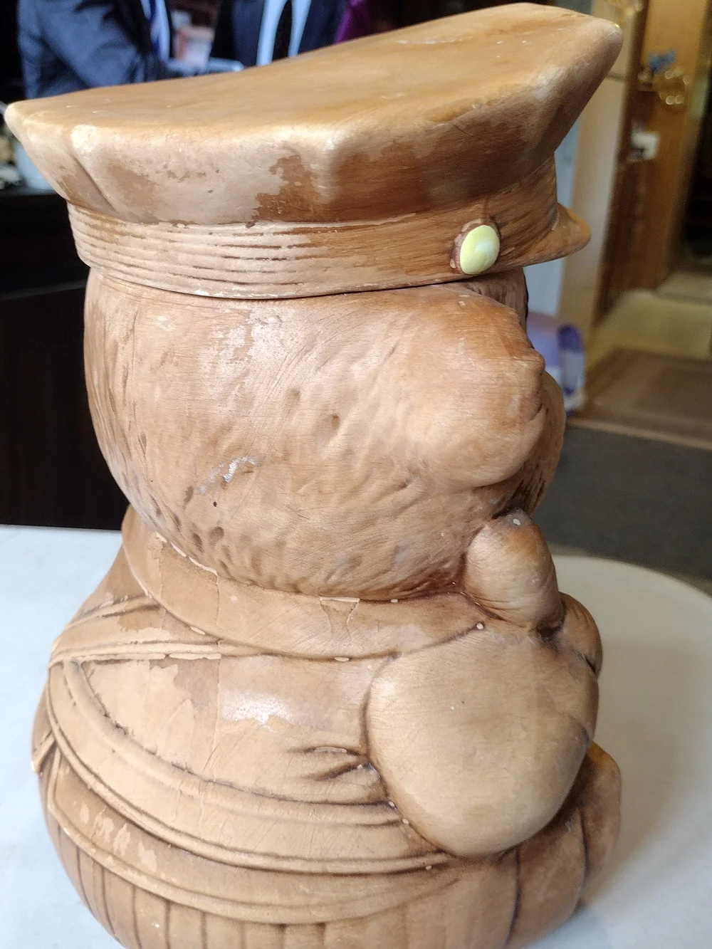 Ceramic Police Bear Figurine - Tan